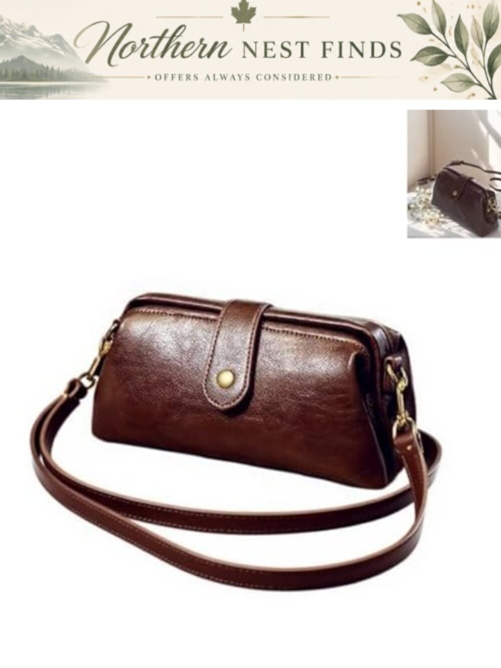 Handmade Leather Retro Crossbody Shoulder Bag Unique Opening Small